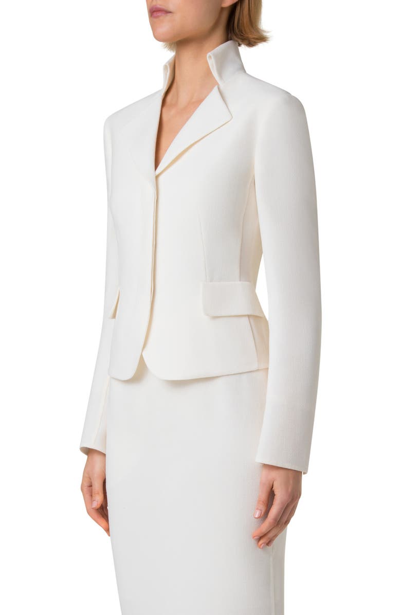 Akris Amber Virgin Wool Crop Jacket, Alternate, color, Ecru