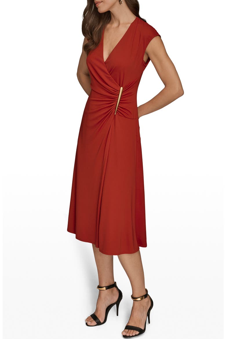 Faux Wrap Jersey Midi Dress, Alternate, color, AUTUMN RED