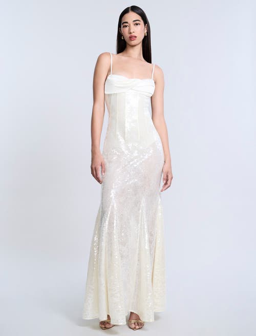 Bcbg Sequin Lace Gusset Gown In White