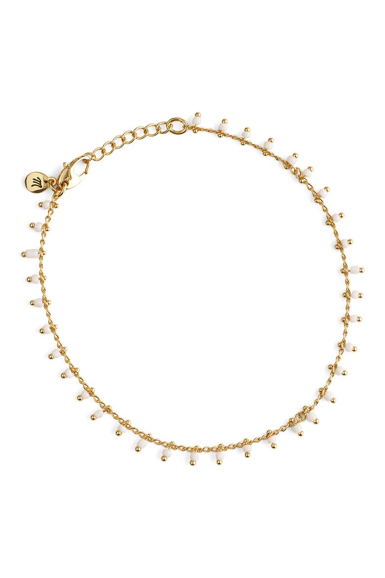 Enamel Chain Anklet, Main, color, WHITE