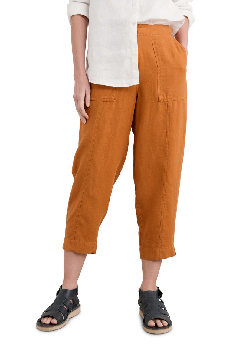 Saltings Cropped Linen Pants, Main, color, CUMIN