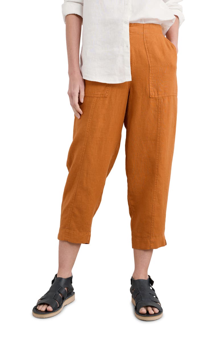 Seasalt Cornwall Saltings Cropped Linen Pants, Main, color, Cumin