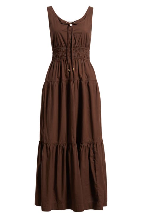 Cotton Poplin Tiered Maxi Sundress
