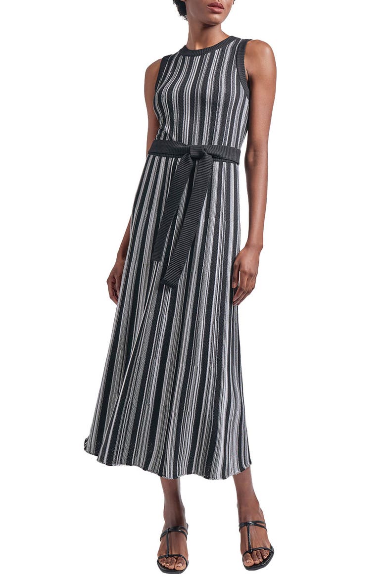 Modern Fit Sleeveless Rib Knit Dress, Main, color, BLACK/ WHITE
