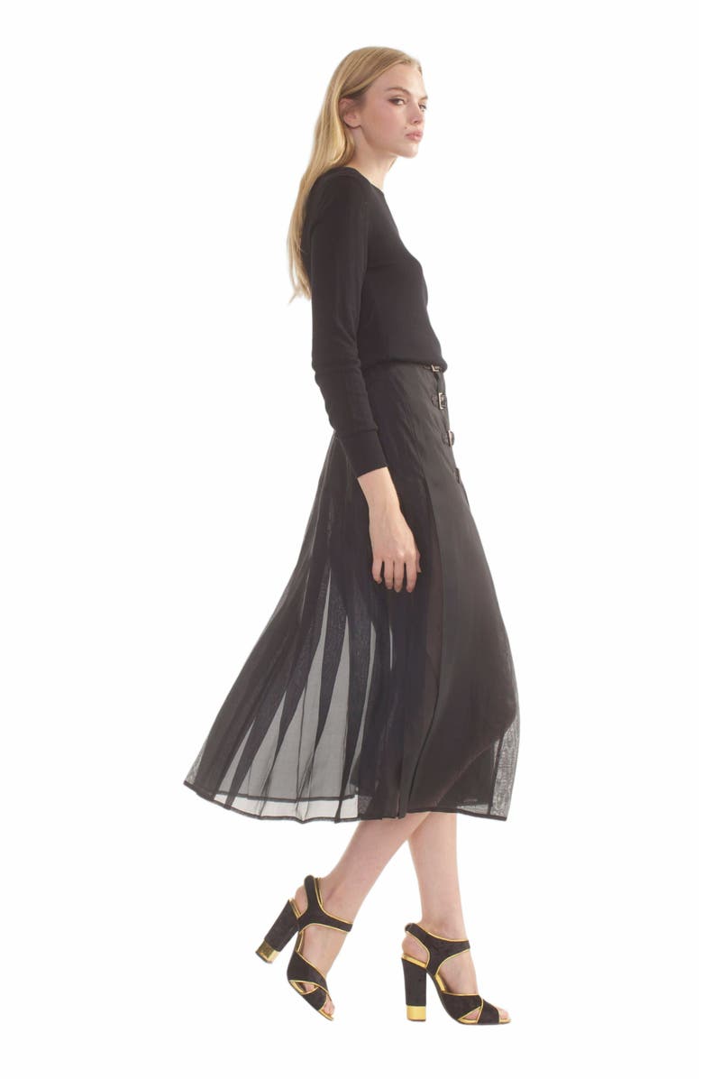 Cynthia Rowley Pleated Kilk Silk Organza Skirt, Alternate, color, 
