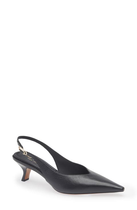 Madison Slingback Pointed Toe Kitten Heel Pump (Women)