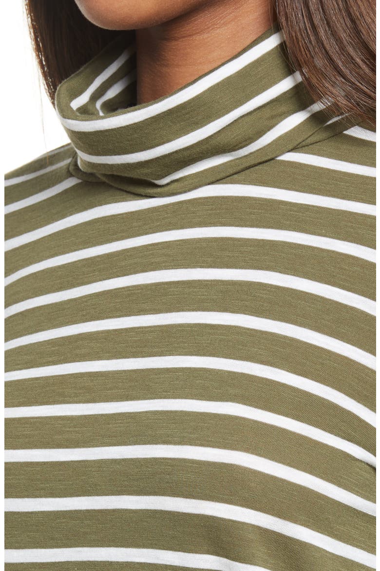 Esme Stripe Whisper Cotton Turtleneck, Alternate, color, LIGHTHOUSE