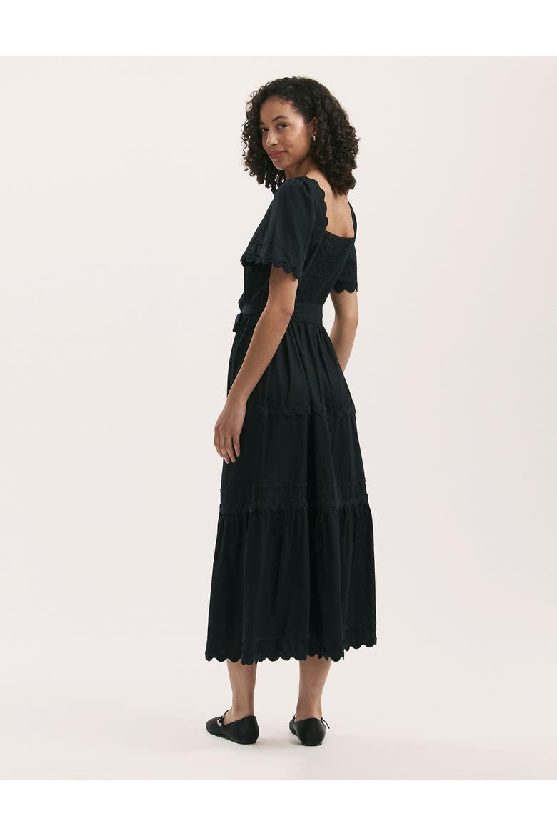 Corina Cotton Midi Tiered Dress, Alternate, color, Black