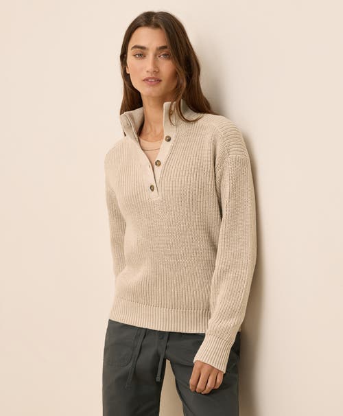 Pact Luxe Knit Henley Sweater In Neutral