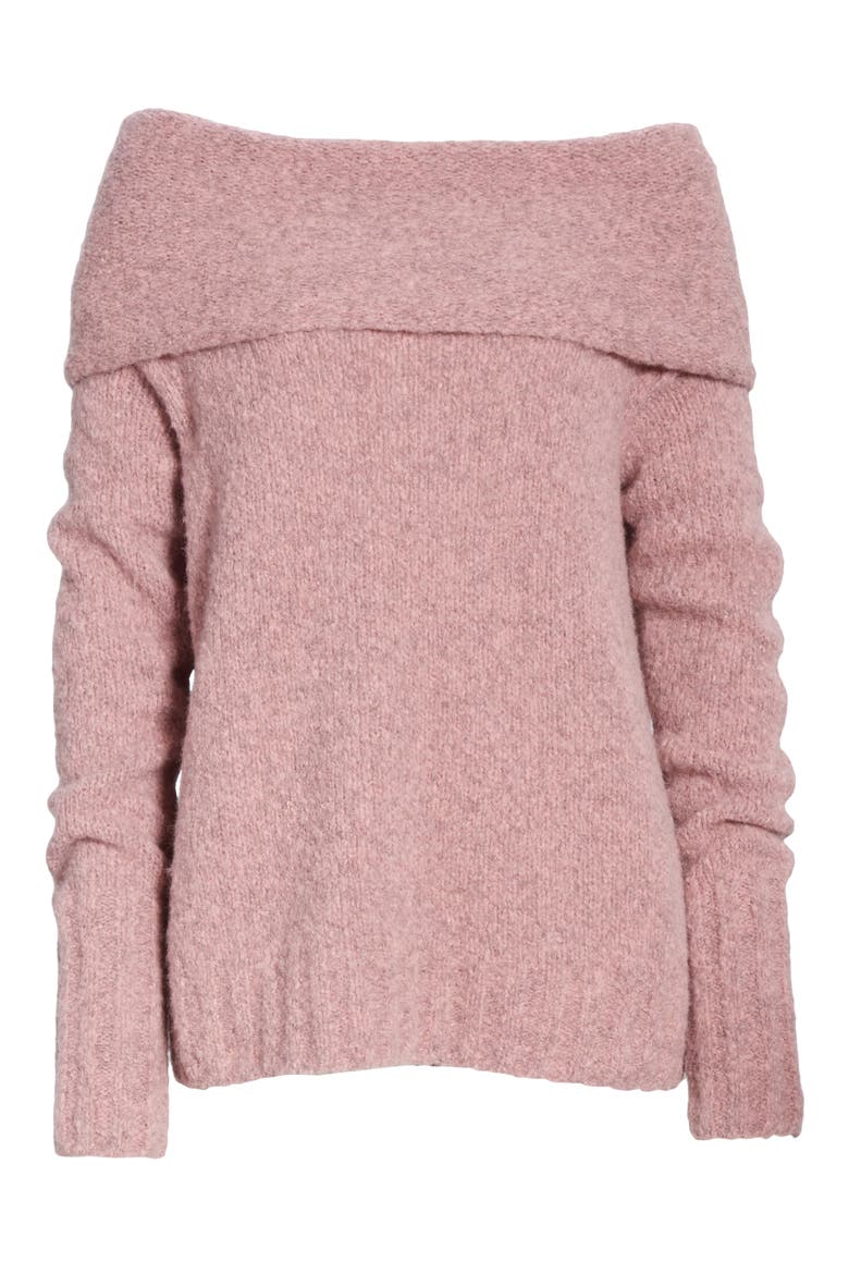 Off-the-Shoulder Alpaca Blend Sweater, Alternate, color, SOFT PINK