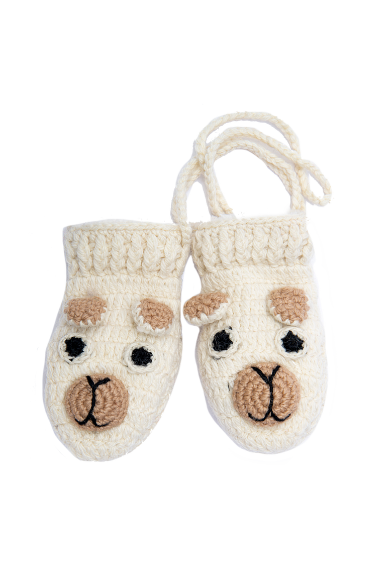 Crochet Pony Mittens, Main, color, White