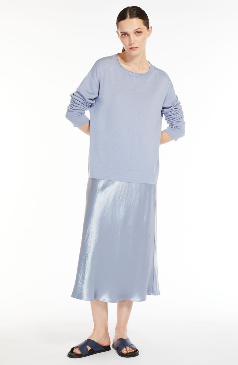 Max Mara Leisure Pensile Crewneck Silk & Cotton Sweater, Alternate, color, Light Blue