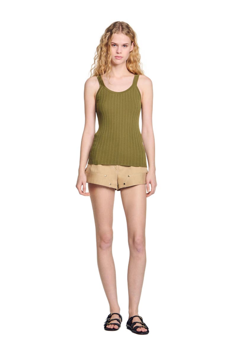 SANDRO Ribbed vest tank top, Alternate, color, 