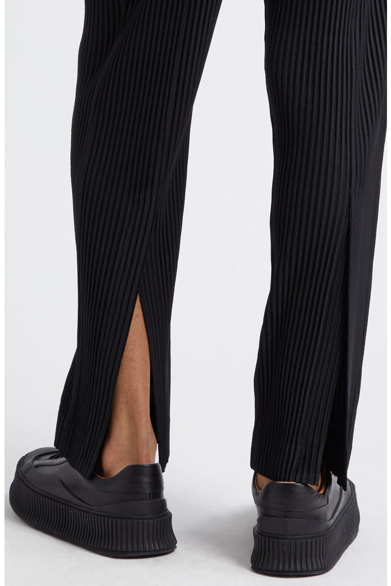 Pleated Tailored Straight Leg Pants, Alternate, color, BLACK