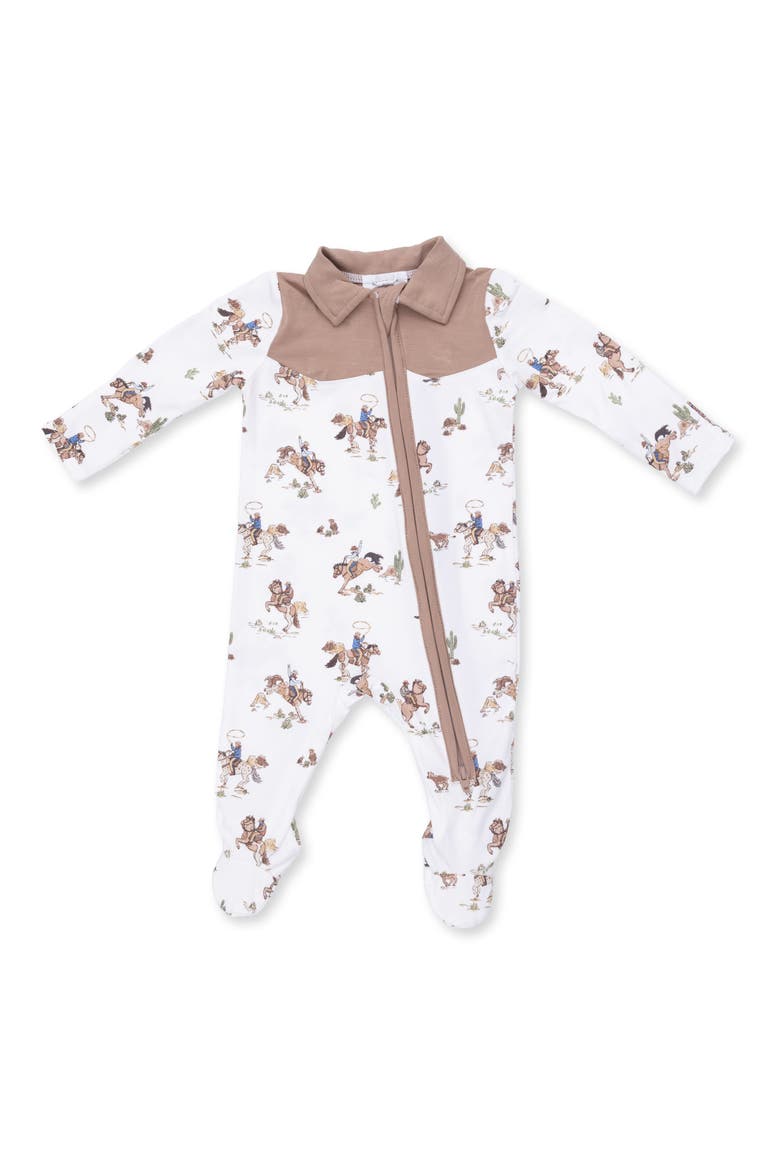 Horse Wrangler Cowboy Collar Two-Way Zip Footie, Main, color, CREAM