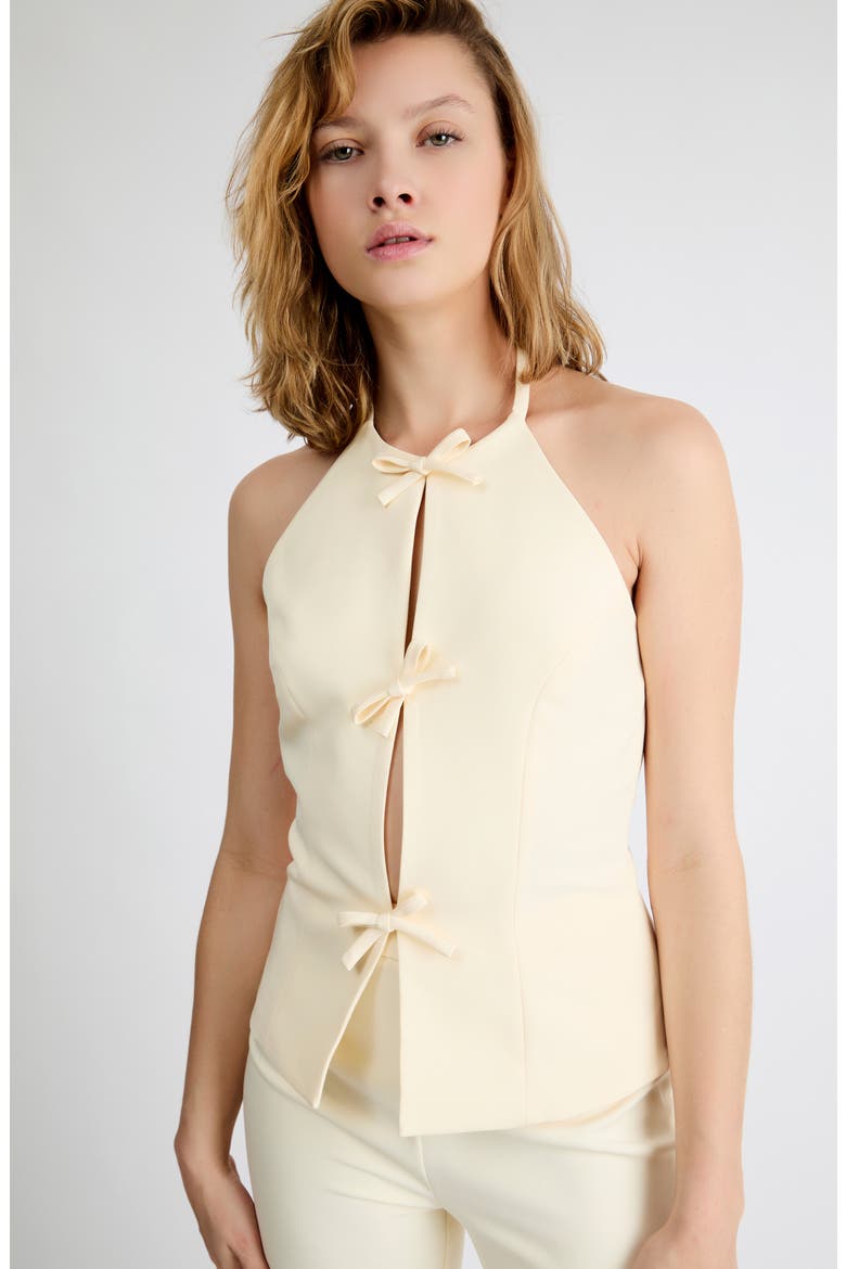 Imogen Bow Lined Halter Top, Alternate, color, YELLOW