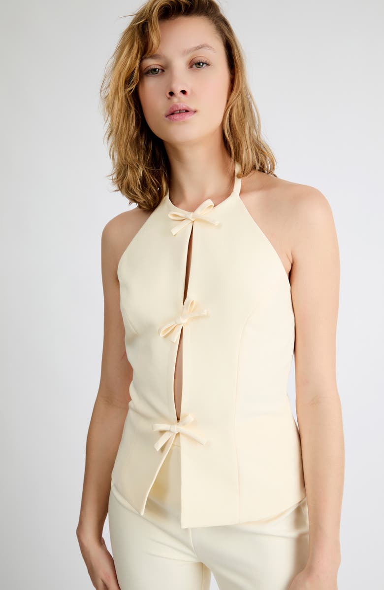 Extro & Vert Imogen Bow Lined Halter Top, Alternate, color, Yellow