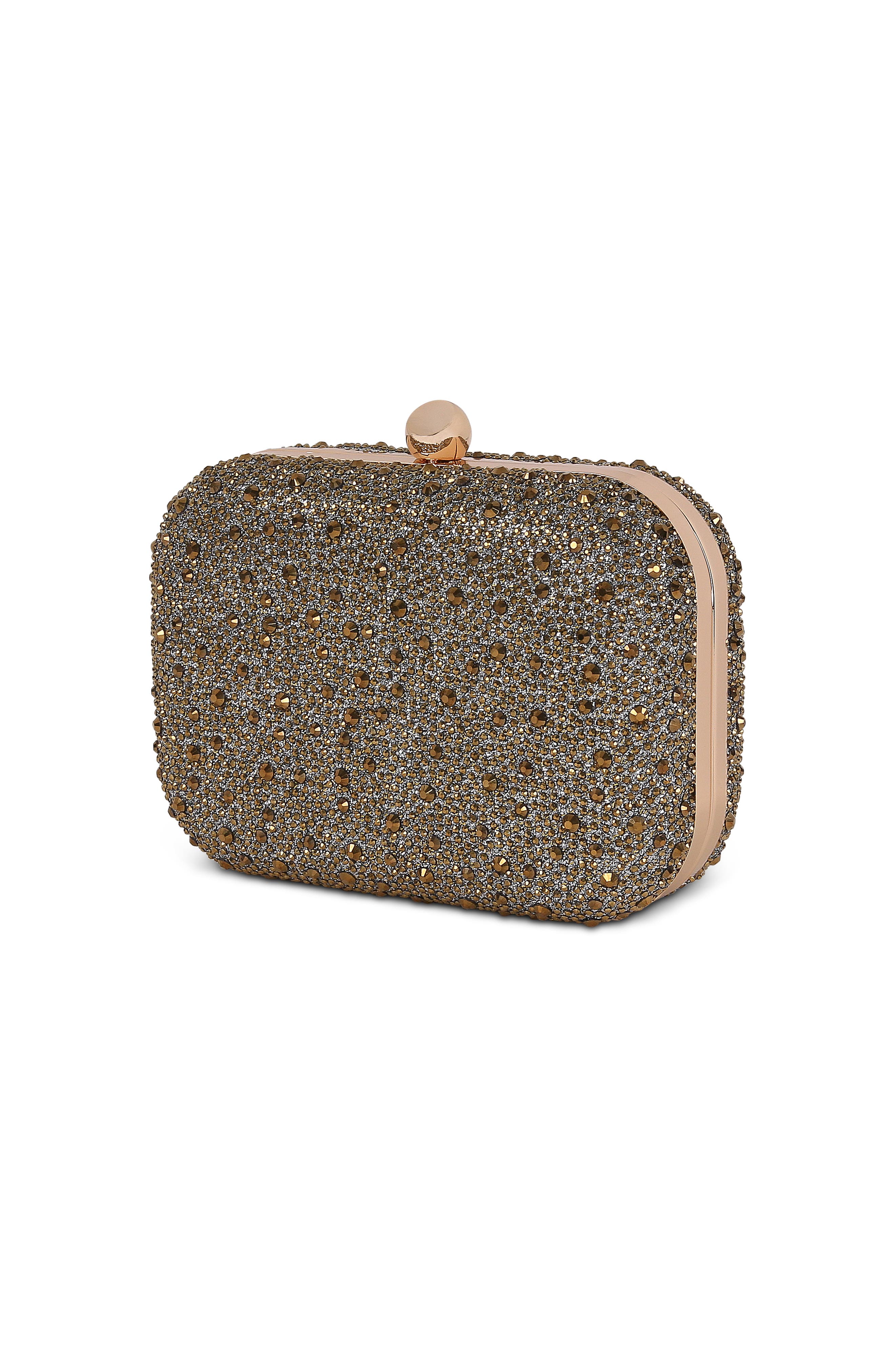 Jewel Badgley Mischka Celest Crystal Mini Minaudiere Clutch, Alternate, color, Gold