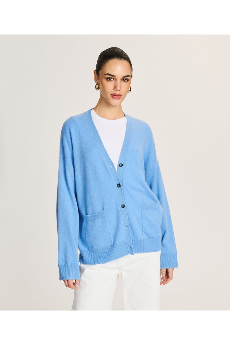 Signature Cashmere Boxy Cardigan, Main, color, Sky