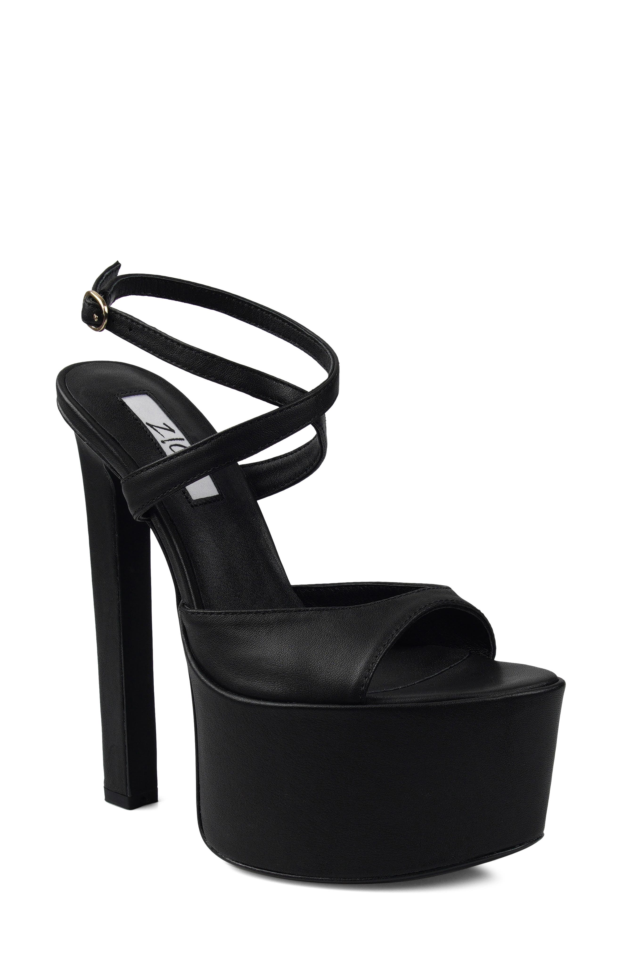 Ankle Strap Platform Sandal, Main, color, BLACK LEATHER