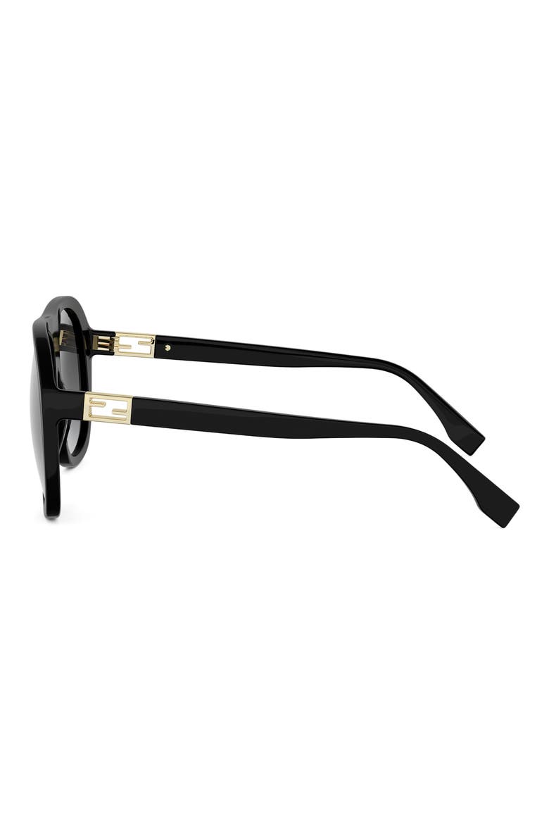 Baguette 57mm Gradient Square Sunglasses, Alternate, color, SHINY BLACK / GRADIENT SMOKE