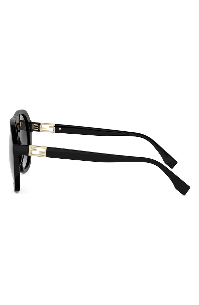 Fendi Baguette 57mm Gradient Square Sunglasses, Alternate, color, Shiny Black / Gradient Smoke