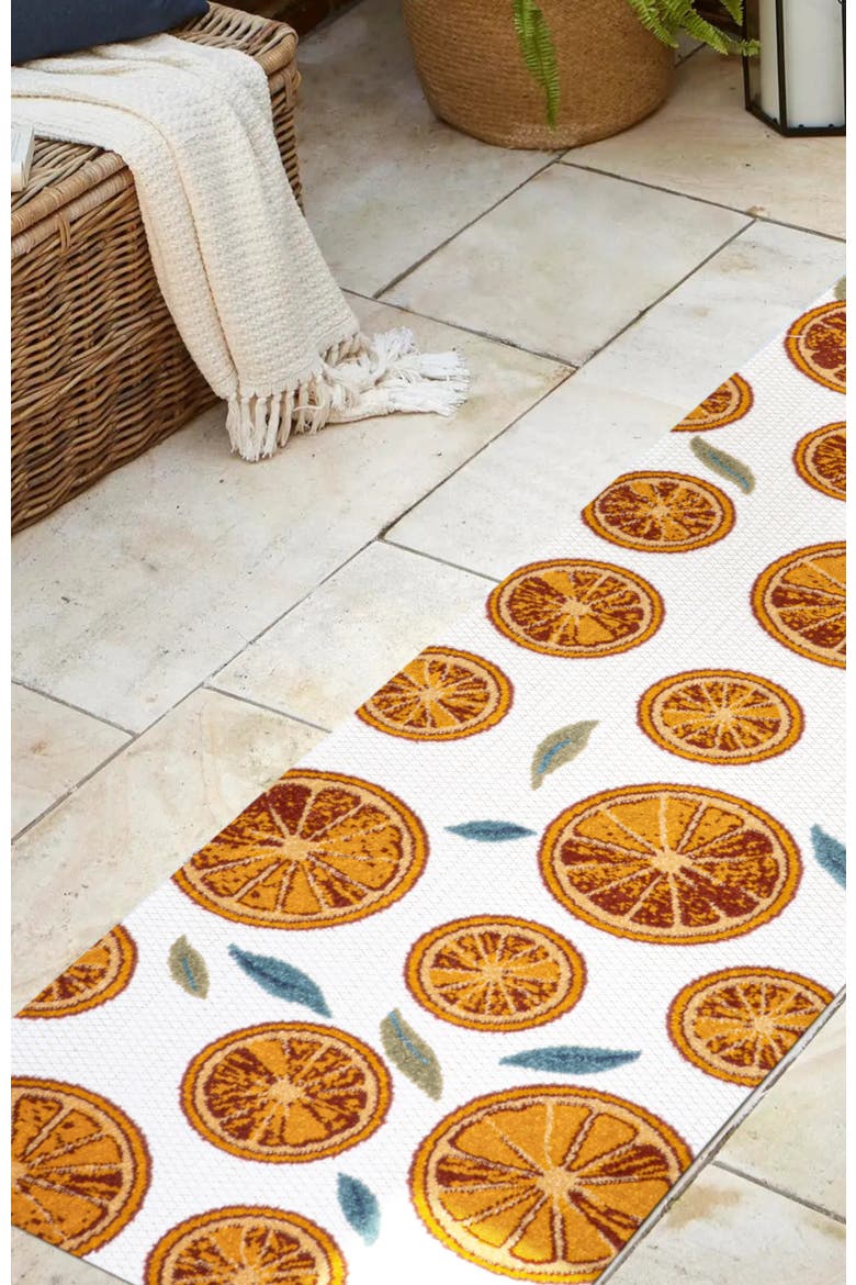 Aranciata Citrus Slice High-Low Indoor/Outdoor Area Rug, Alternate, color, Orange/Cream