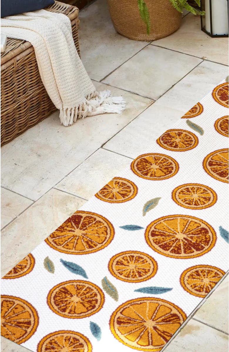 JONATHAN Y Aranciata Citrus Slice High-Low Indoor/Outdoor Area Rug, Alternate, color, Orange/Cream