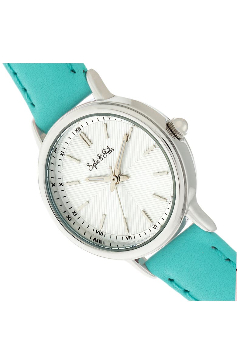 Sophie and Freda Sophie & Freda Berlin Leather-Band Watch, Alternate, color, Turquoise