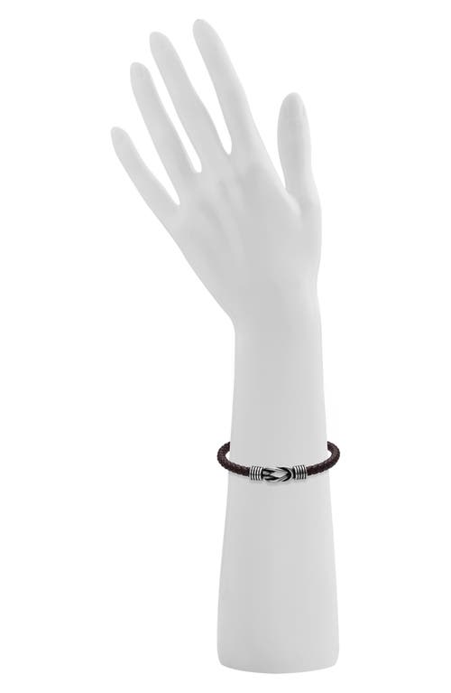 Geoffrey Beene Stainless Steel Knot Leather Bracelet