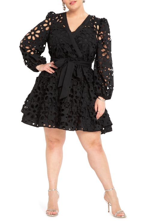 Tiered Eyelet Mini Dress