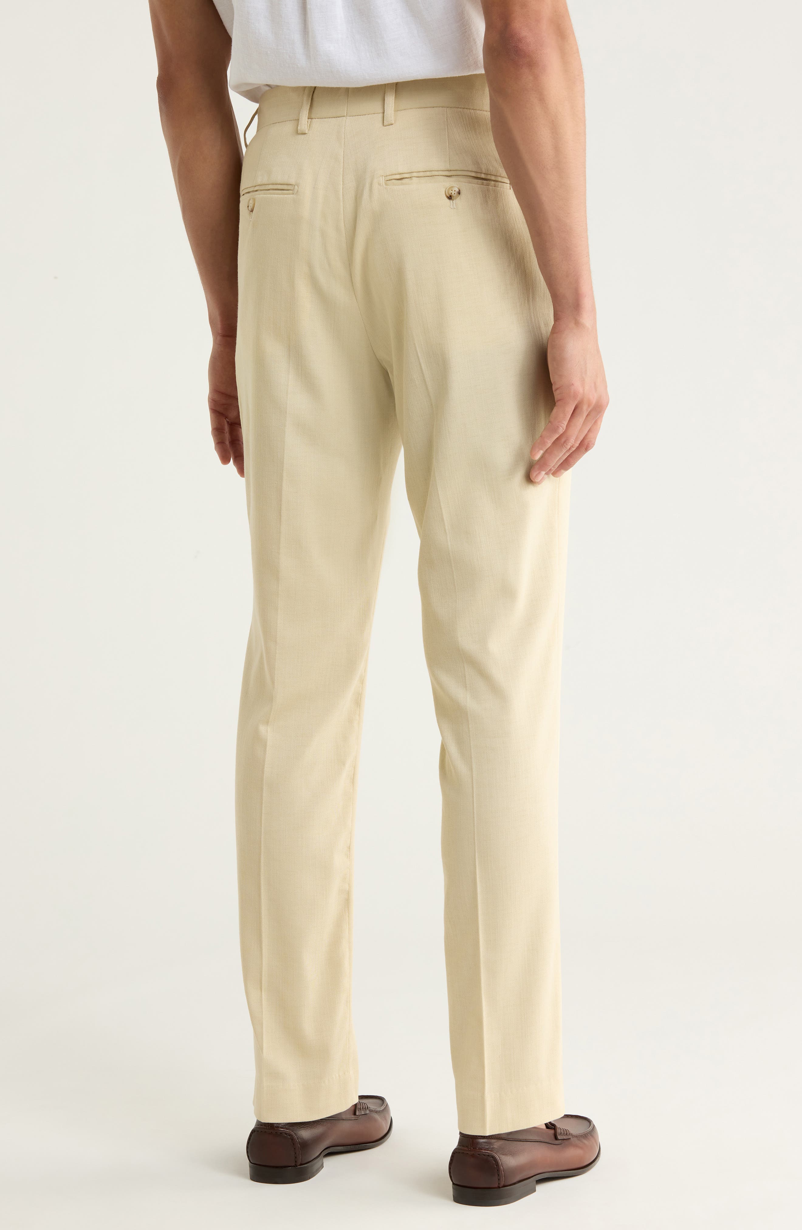 Slim Fit Solid Linen Blend Trousers - image 2