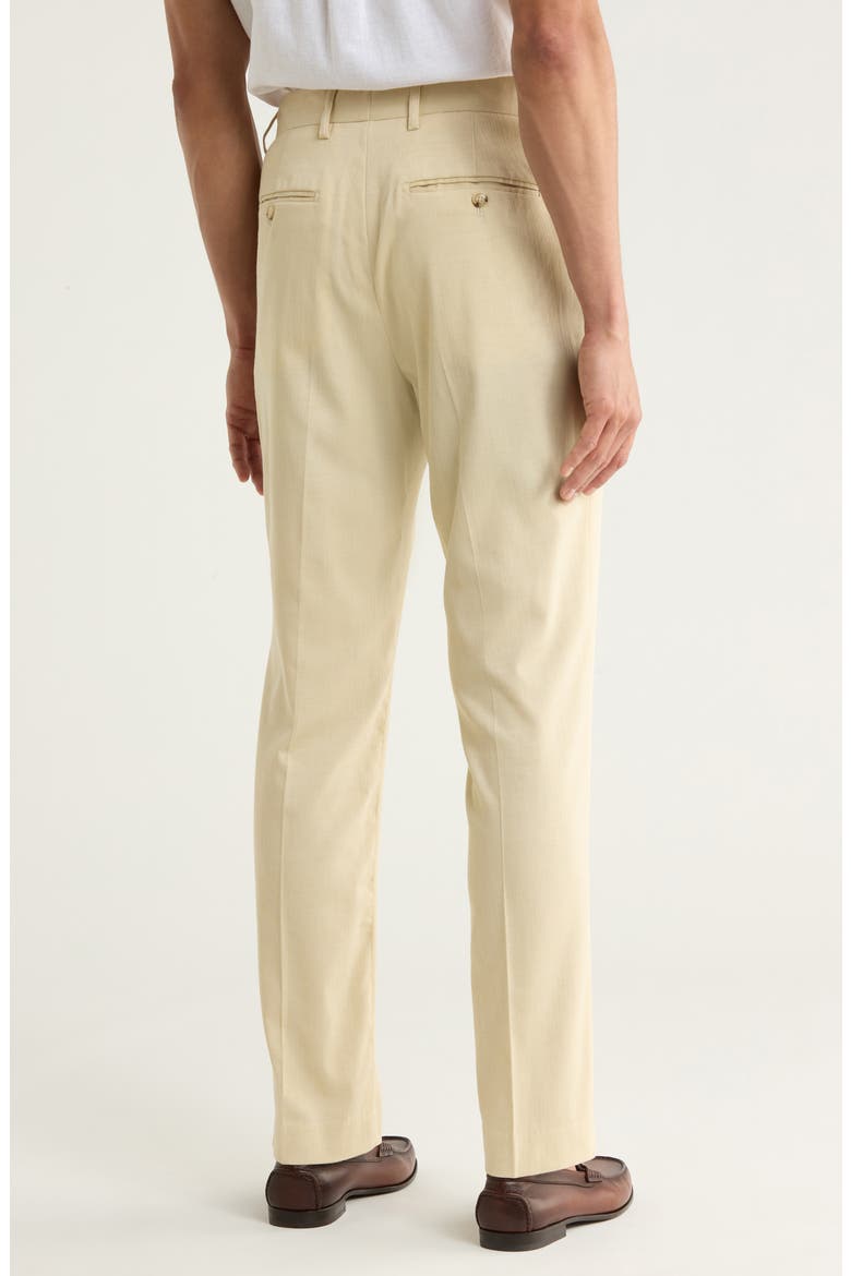 Slim Fit Solid Linen Blend Trousers, Alternate, color, TAN