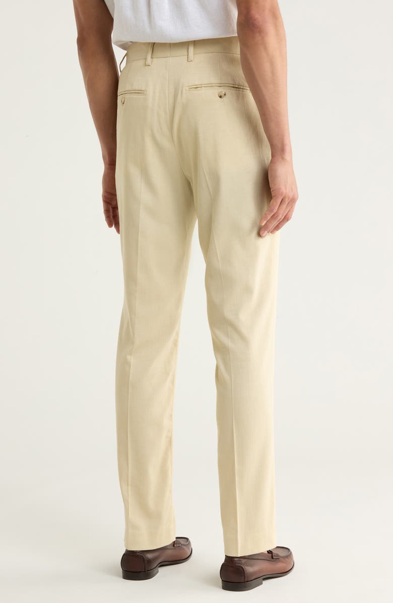 T.R. PREMIUM Slim Fit Solid Linen Blend Trousers, Alternate, color, Tan