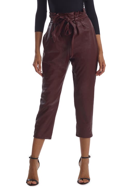 Paperbag Waist Faux Leather Crop Pants