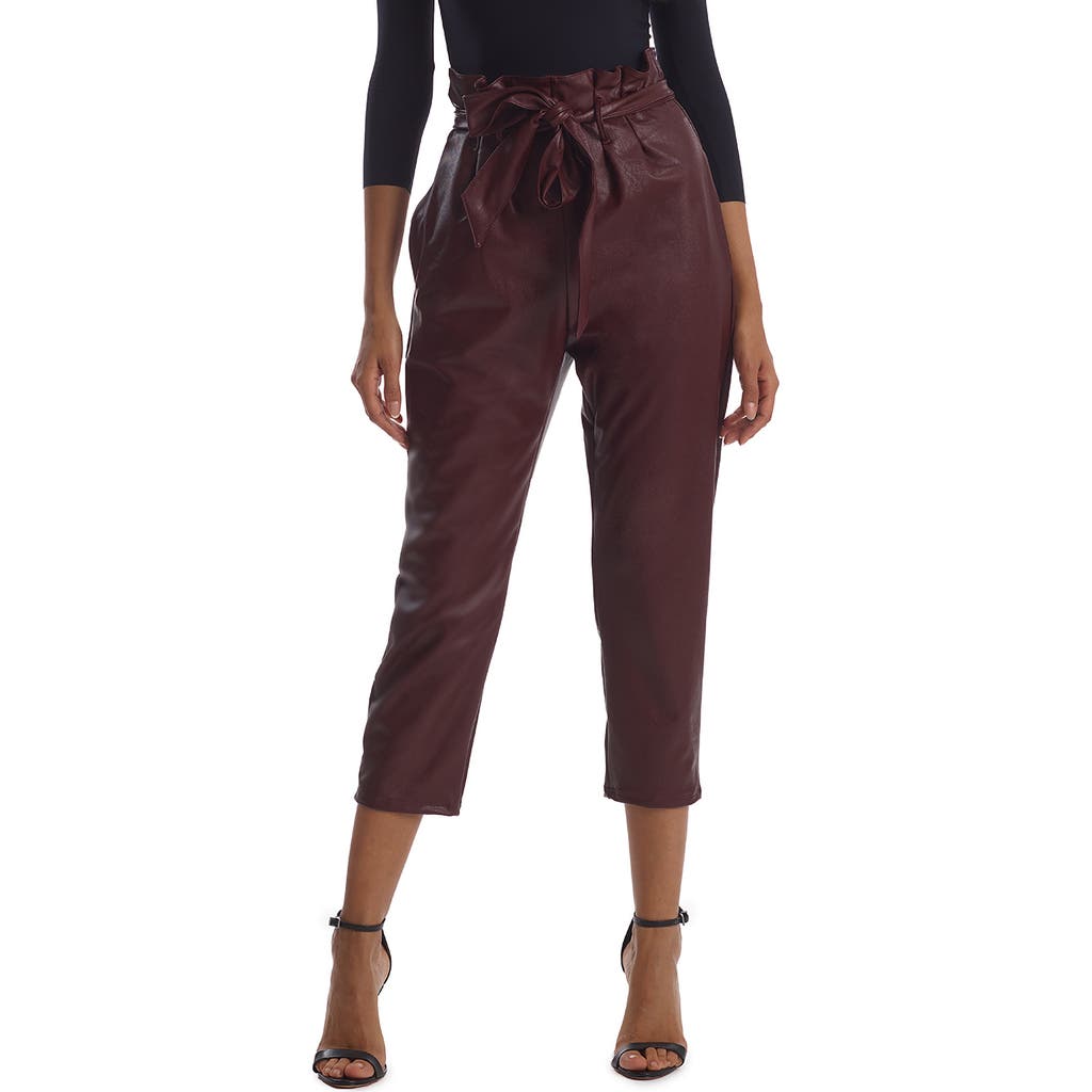Commando Paperbag Waist Faux Leather Crop Pants In Oxblood