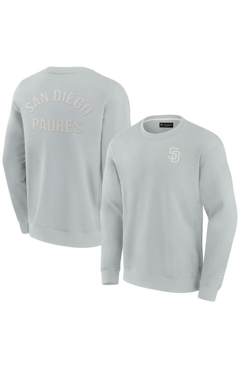Fanatics Signature Unisex Fanatics Signature Gray San Diego Padres Super Soft Pullover Crew Sweatshirt, Main, color, Gray