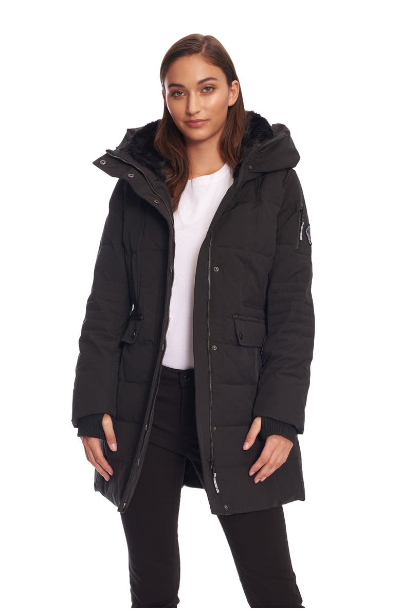 Alpine North KOOTNEY - Vegan Down Mid-Length Parka Coat, Alternate, color, Black