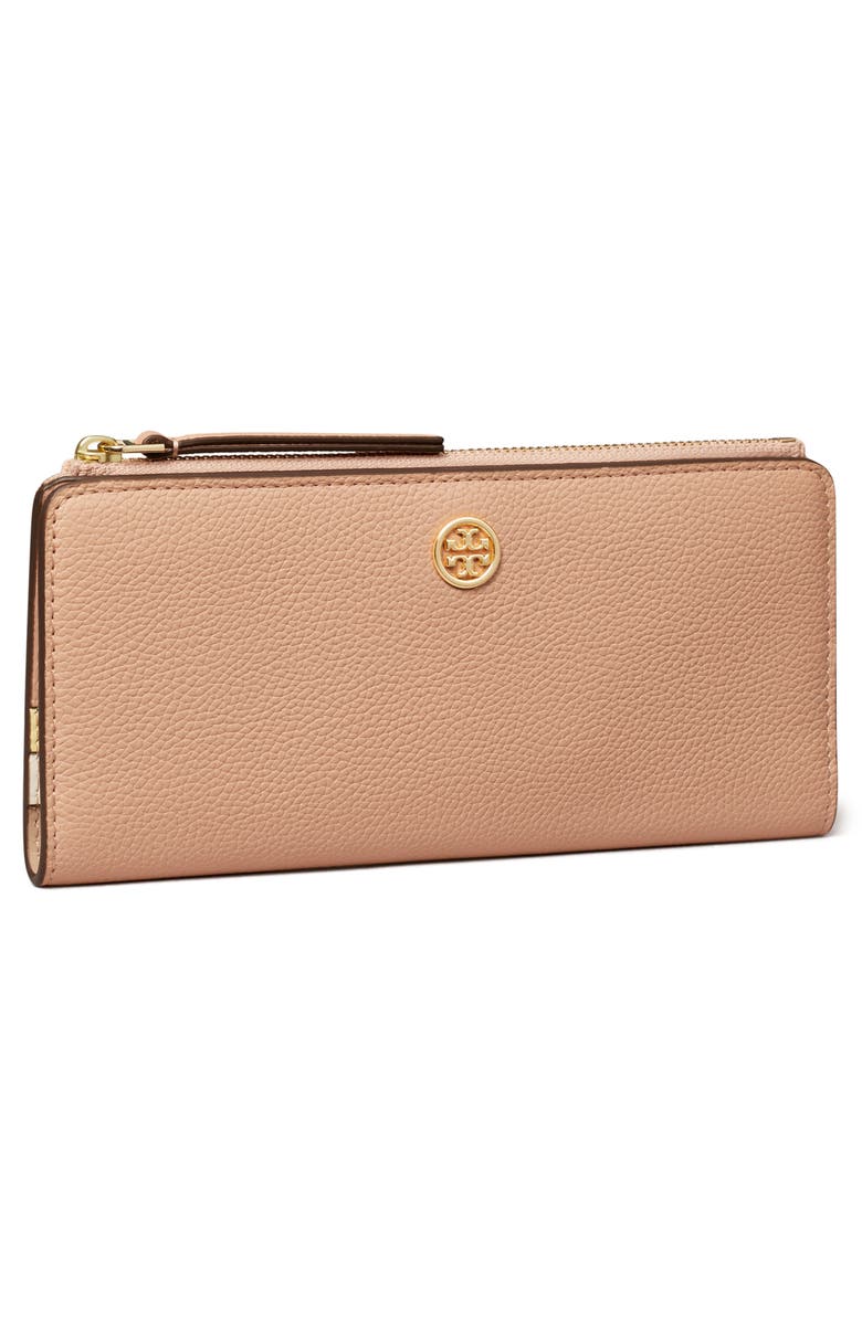 Tory Burch Slim Robinson Pebble Bifold Wallet, Alternate, color, Goan Sand