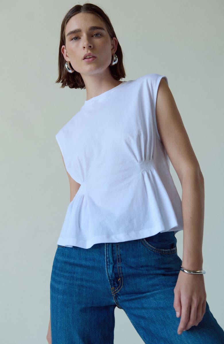 Nation LTD Meg Pleated Organic Cotton Top, Alternate, color, White