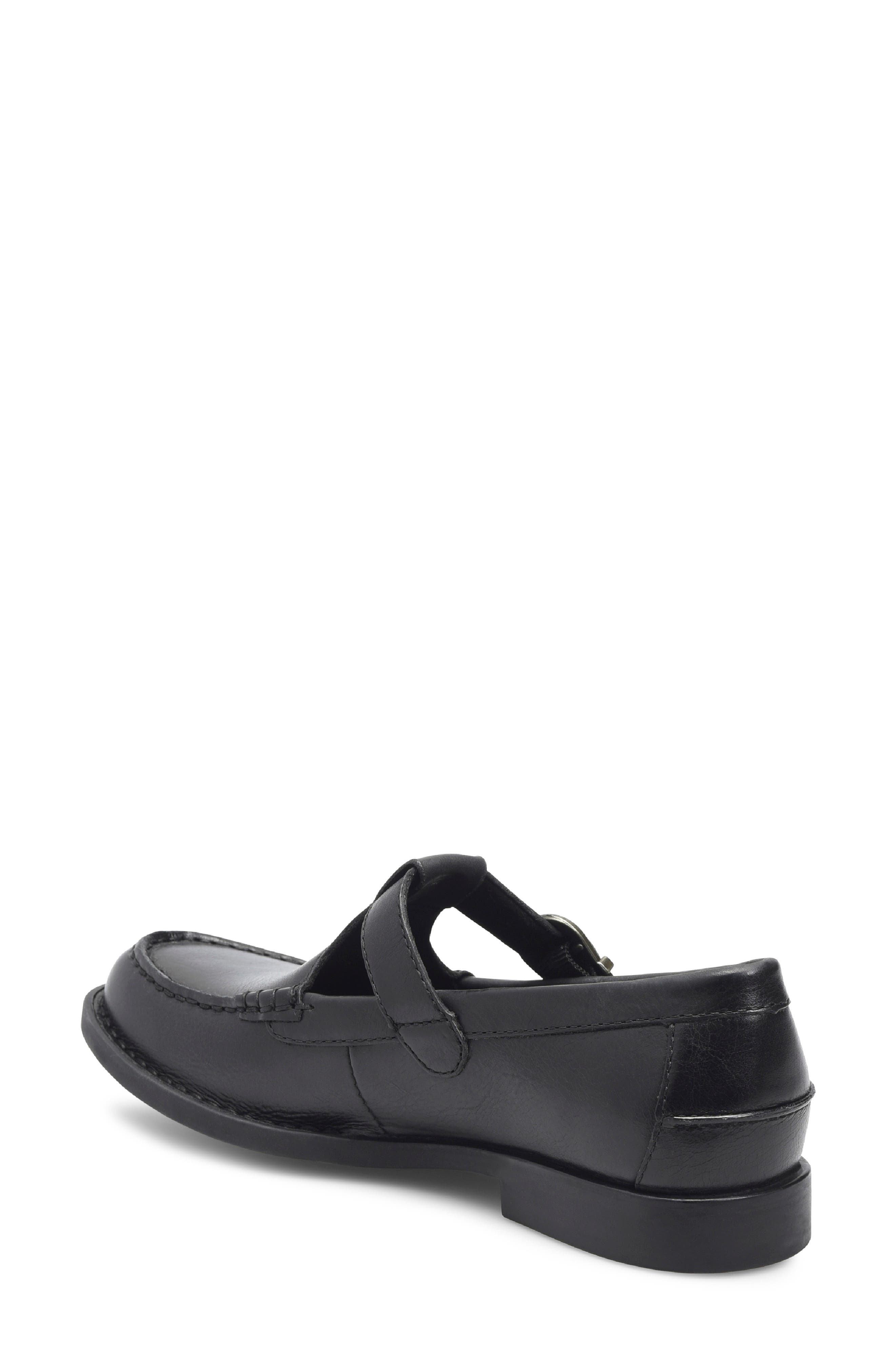 Børn Miki T-Strap Flat, Alternate, color, Black Leather