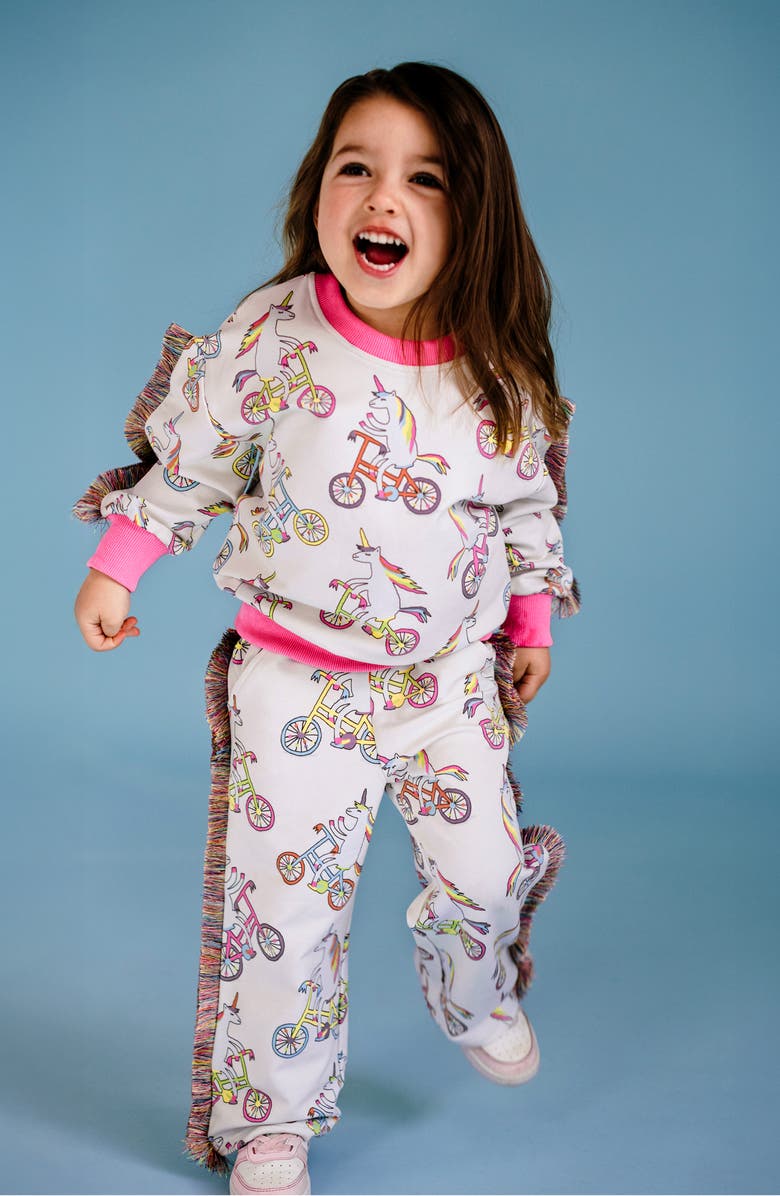 Rock Your Kid Kids
 Funky Fringe Unicorn Print Cotton Sweatshirt, Alternate, color, Cream