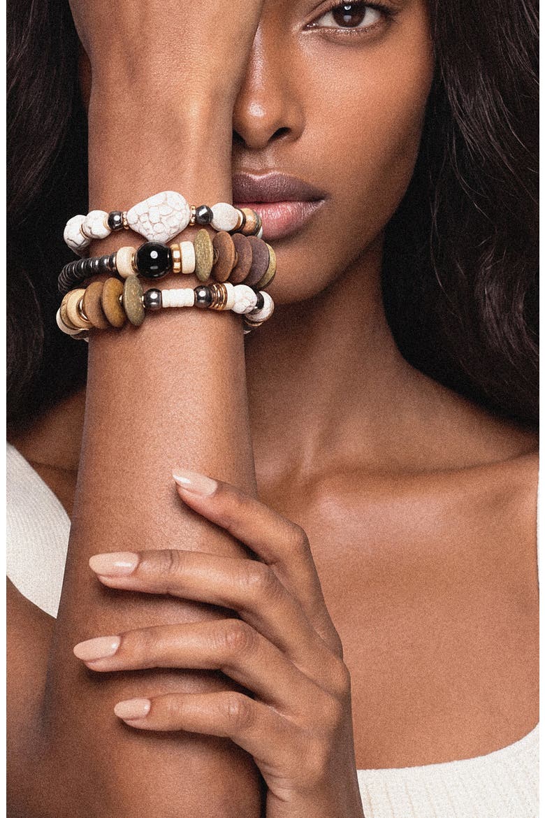 Tropics Set of 3 Beaded Stretch Bracelets, Alternate, color, WHITE