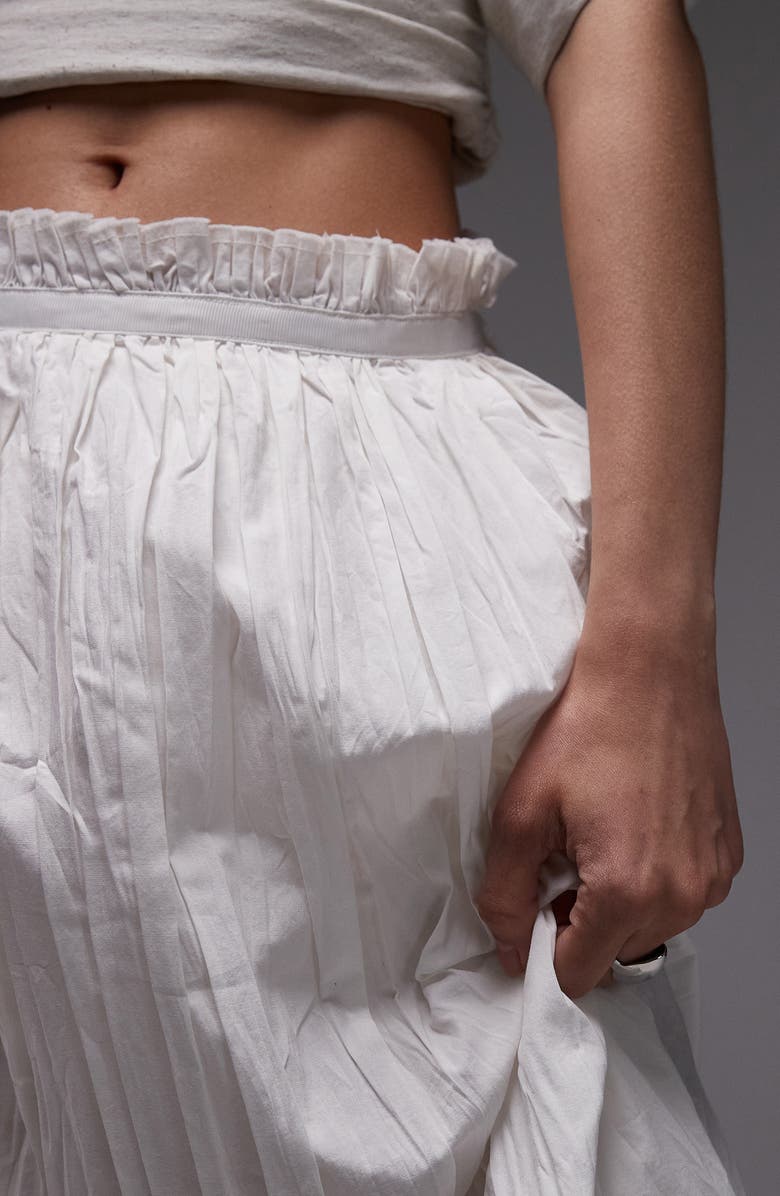 Topshop Crinkle Cotton Maxi Skirt, Alternate, color, Ivory