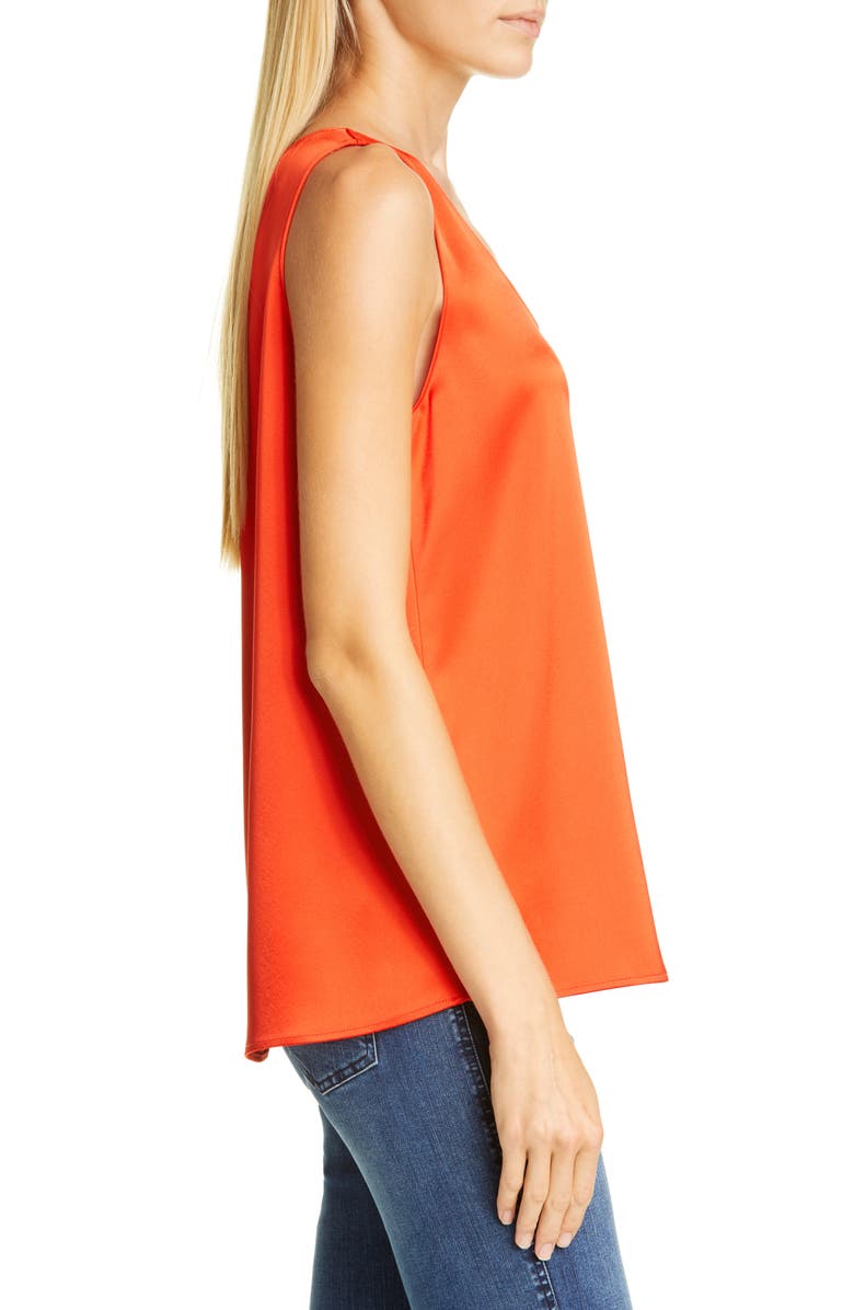 St. John Evening Scoop Neck Liquid Satin Shell, Alternate, color, Geranium