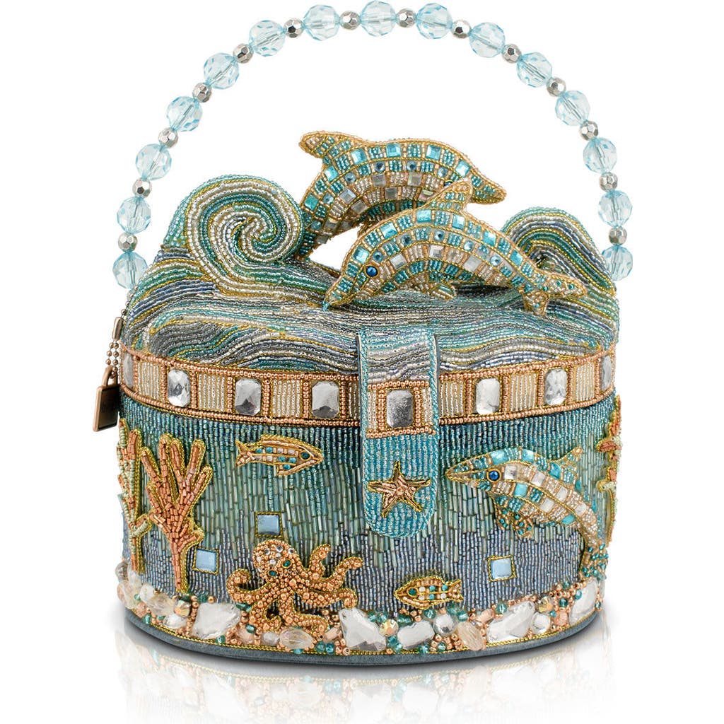 Mary Frances Accessories Crystal Dolphin Top Handle Handbag In Blue