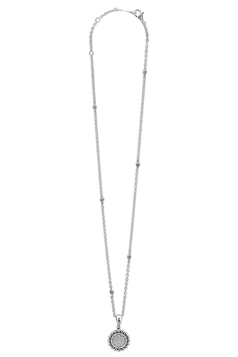 Caviar Spark Diamond Pavé Circle Pendant Necklace, Alternate, color, SILVER