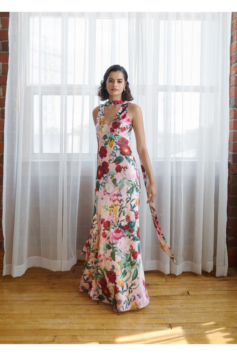 Catalina Silky Gown In Petal Muse, Alternate, color, Petal Muse