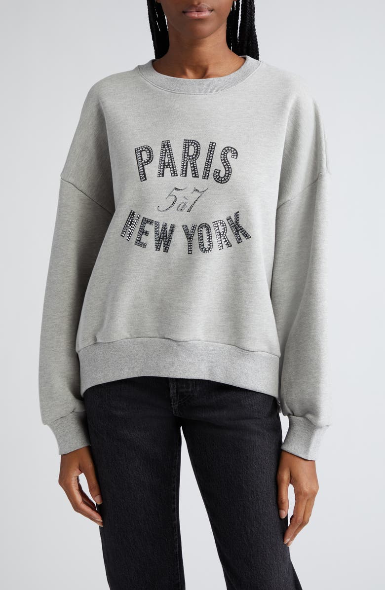 Cinq à Sept Brandy Rhinestone Detail Cotton Blend Sweatshirt, Main, color,