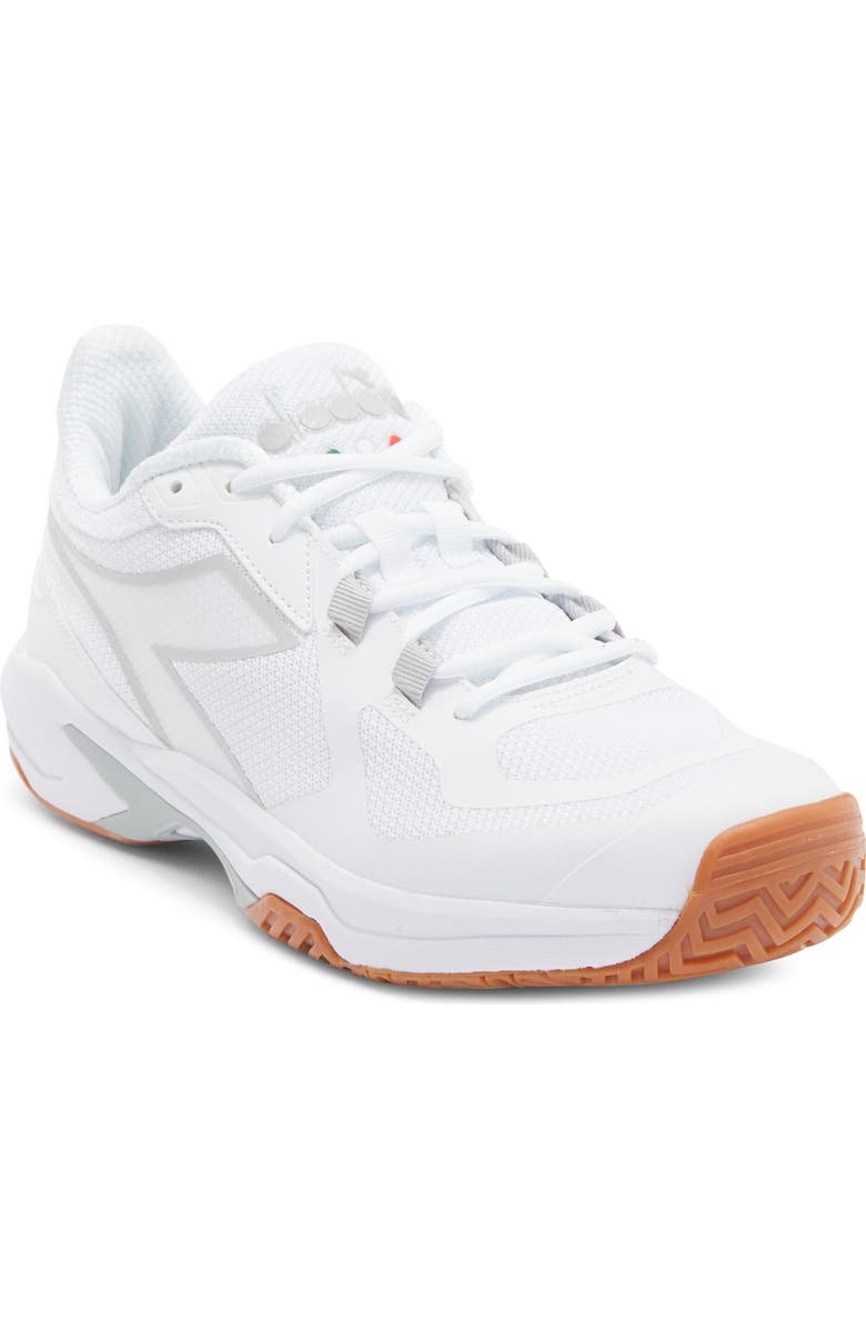 Diadora Trofeo 2 Tennis Shoe, Main, color, White/ Silver